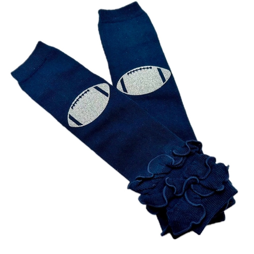Navy Blue Football Kids Leg Warmers